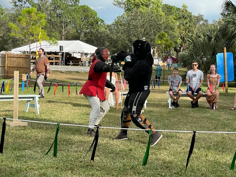 Steel Ring Academy instructor Neal fighting a student in the ring at the Suncoast Renaissance Festival.