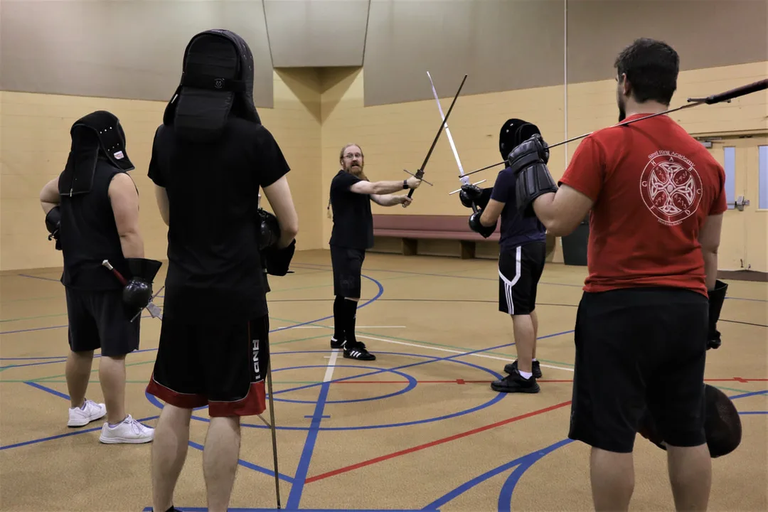 Jason leads students through a longsword lesson.