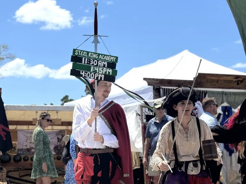 Dylan and Galloway promote Demonstration times at the Faire